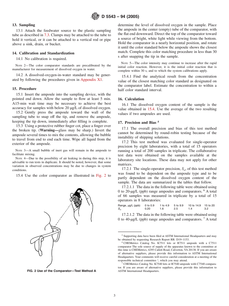 ASTM D5543-94(2005) - Standard Test Methods for Low-Level Dissolved Oxygen in Water