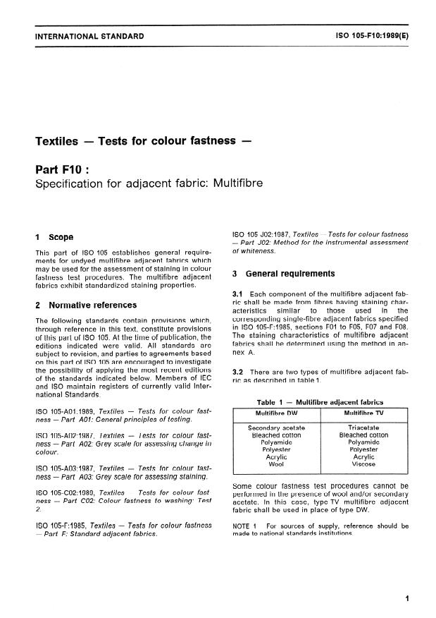 ISO 105-F10:1989 - Textiles -- Tests for colour fastness