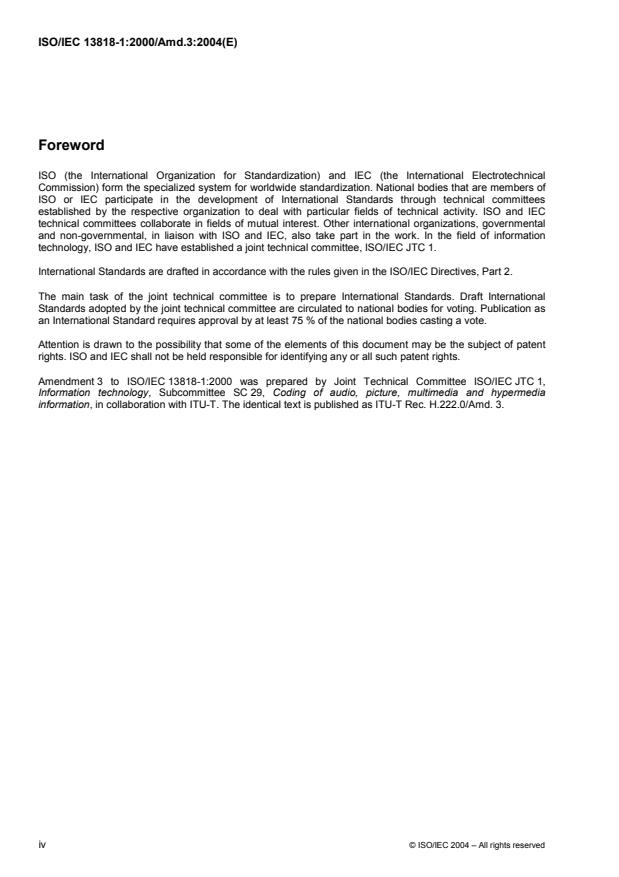 ISO/IEC 13818-1:2000/Amd 3:2004 ISO/IEC 13818-1:2000/Amd 3:2004 - Transport of AVC video data over ITU-T Rec H.222.0 | ISO/IEC 13818-1 streams - Page 4 preview