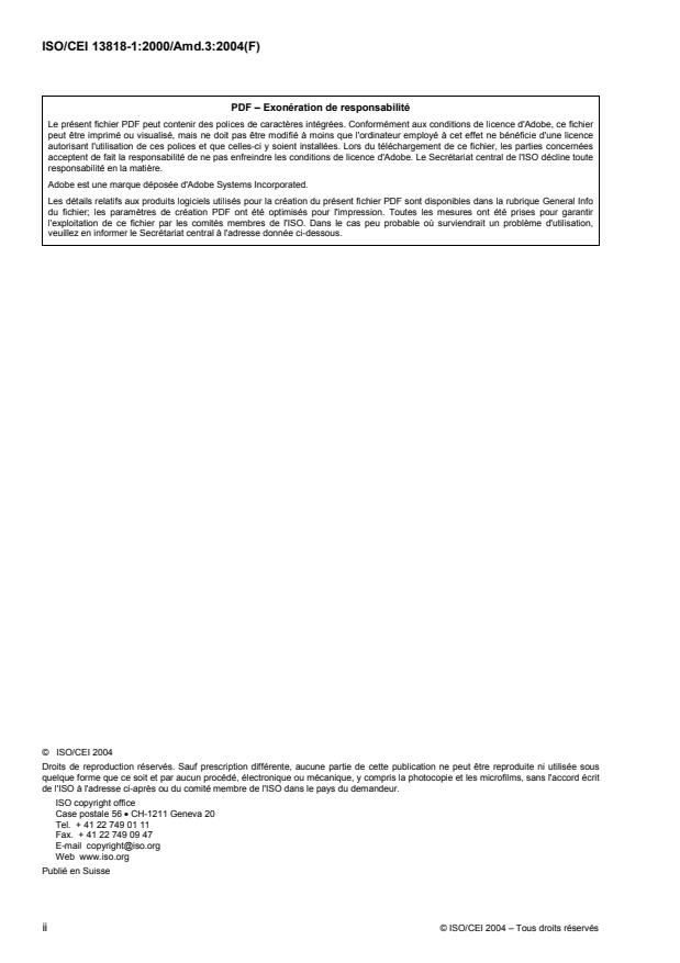 ISO/IEC 13818-1:2000/Amd 3:2004 ISO/IEC 13818-1:2000/Amd 3:2004 - Transport de données vidéo AVC sur flux Rec. UIT-T H.222.0 | ISO/CEI 13818-1 - Page 2 preview