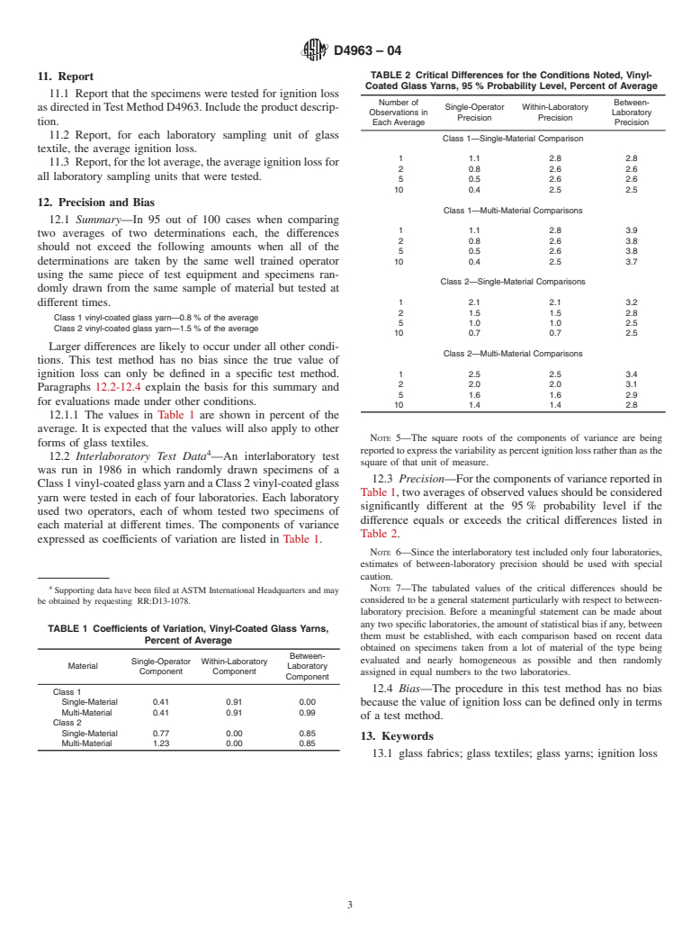 ASTM D4963-04 - Standard Test Method for Ignition Loss of Glass Strands and Fabrics