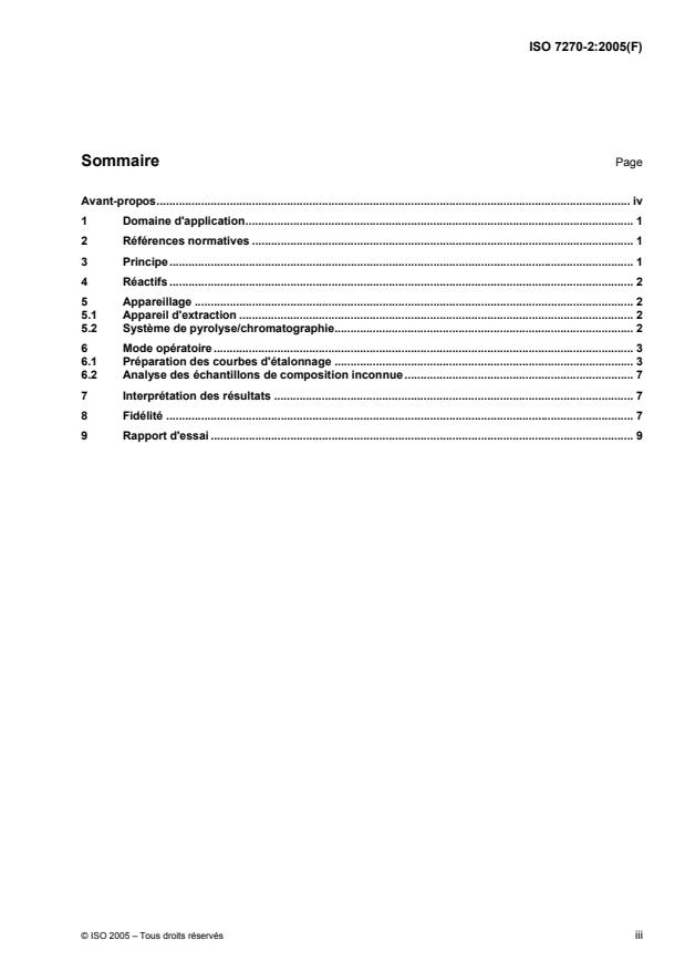 ISO 7270-2:2005 - Caoutchouc -- Méthodes d'analyse par pyrolyse et chromatographie en phase gazeuse
