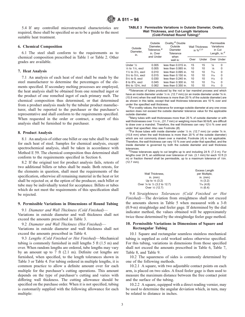 ASTM A511-96 - Standard Specification for Seamless Stainless Steel Mechanical Tubing