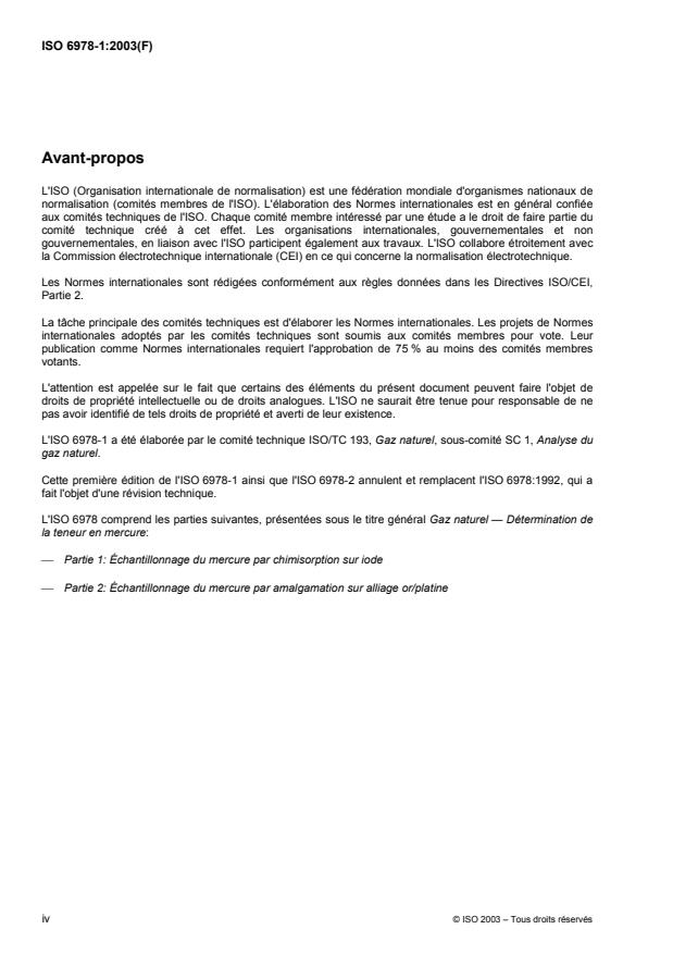 ISO 6978-1:2003 ISO 6978-1:2003 - Gaz naturel -- Détermination de la teneur en mercure - Page 4 preview