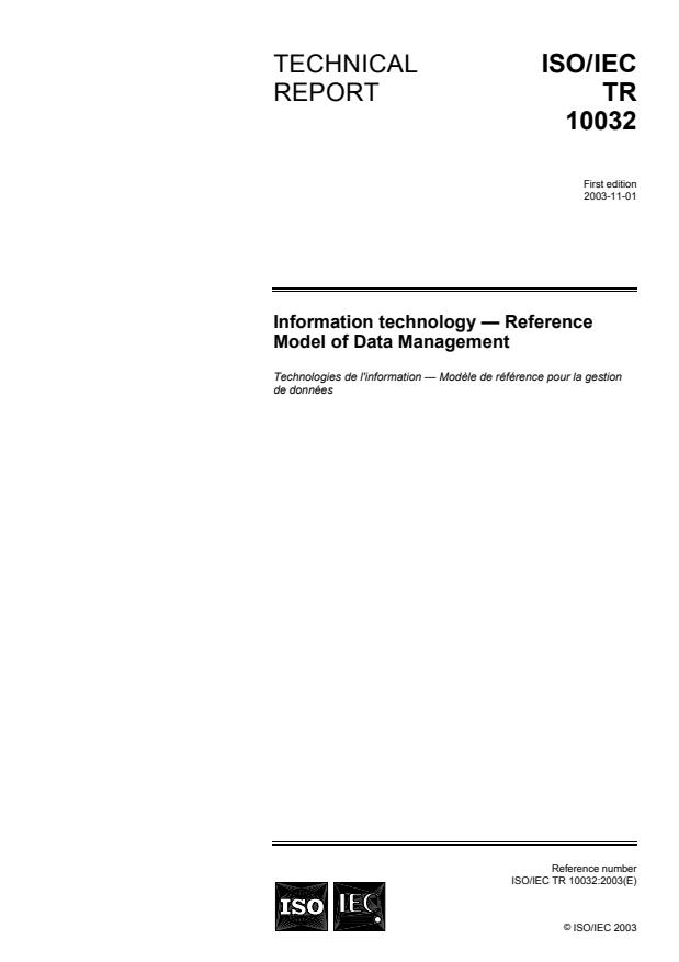 ISO/IEC TR 10032:2003 - Information technology -- Reference Model of Data Management