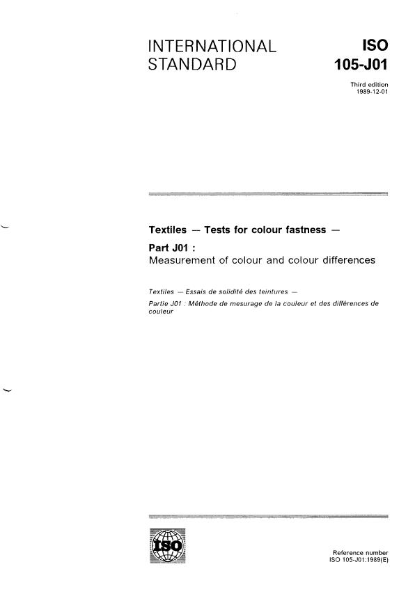 ISO 105-J01:1989 - Textiles -- Tests for colour fastness
