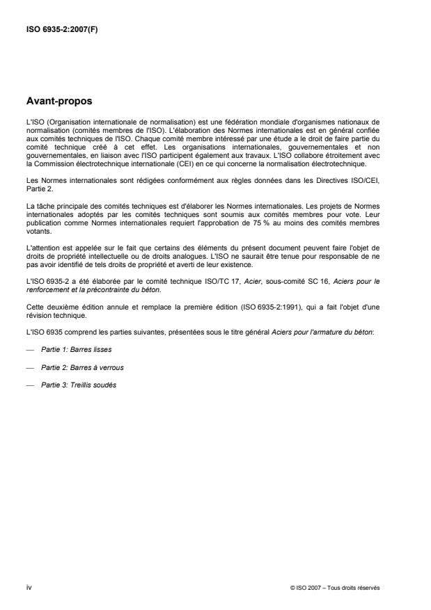 ISO 6935-2:2007 ISO 6935-2:2007 - Aciers pour l'armature du béton - Page 4 preview