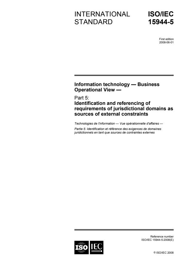ISO/IEC 15944-5:2008 - Information technology -- Business operational view