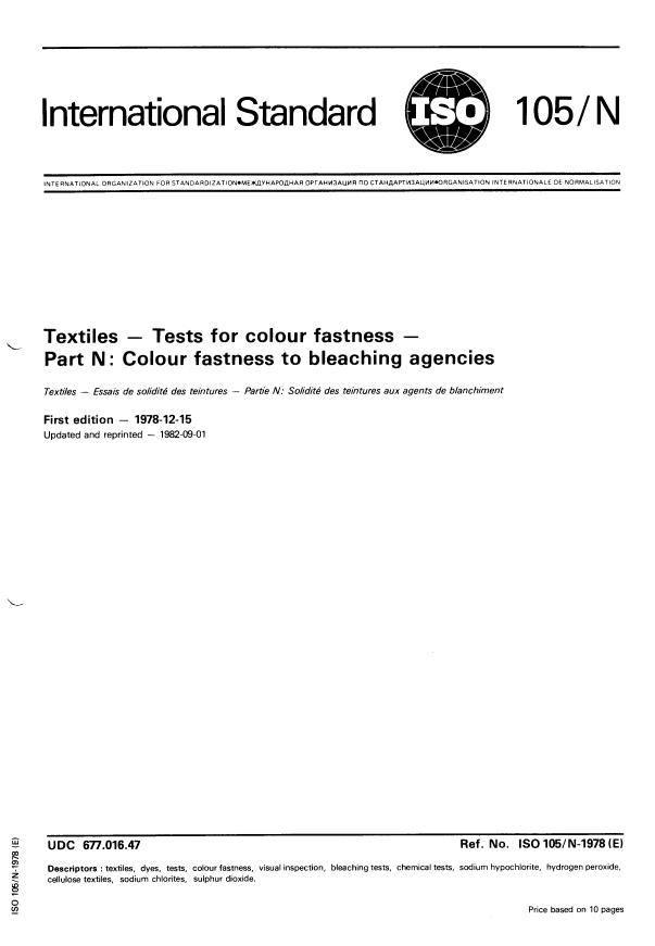 ISO 105-N:1978 - Textiles -- Tests for colour fastness