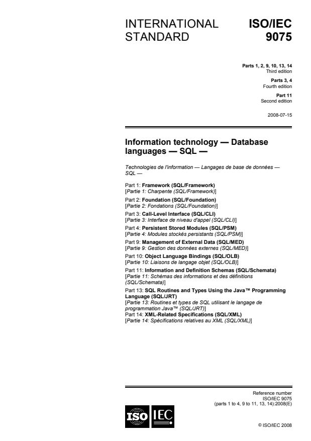 ISO/IEC 9075-2:2008 - Information technology -- Database languages -- SQL