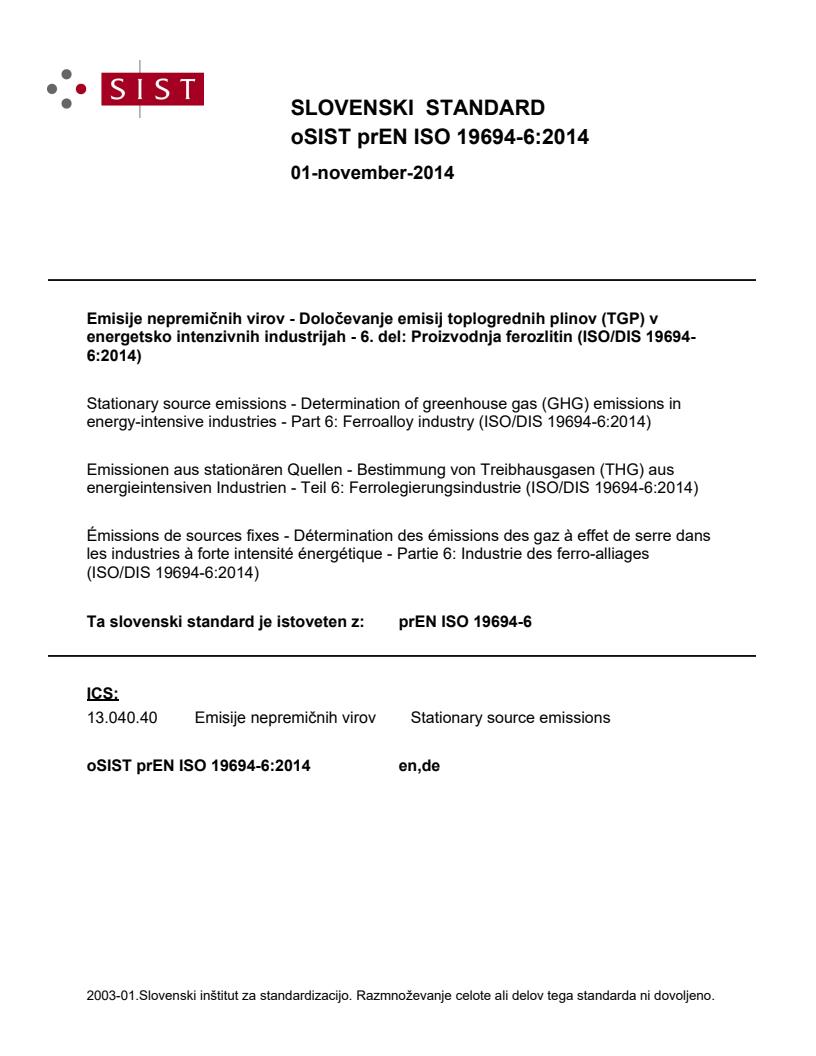 prEN ISO 19694-6:2014 - BARVE