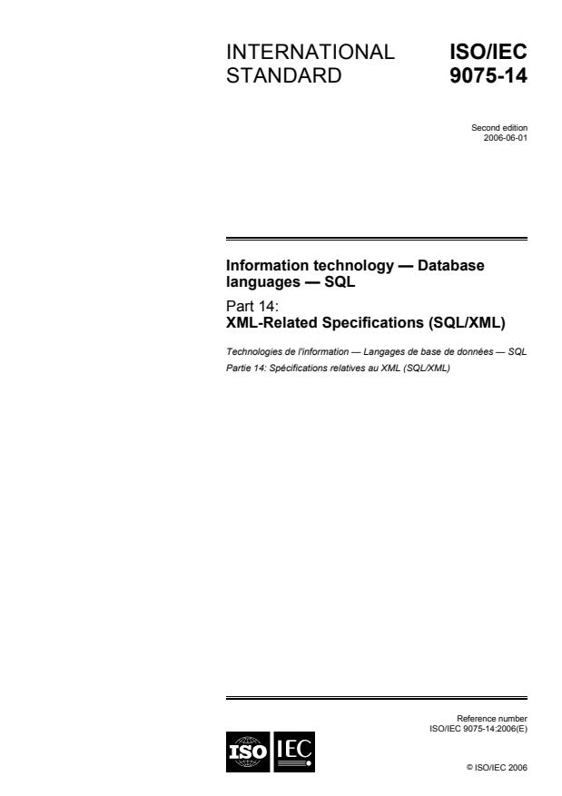 ISO/IEC 9075-14:2006 - Information technology -- Database languages -- SQL