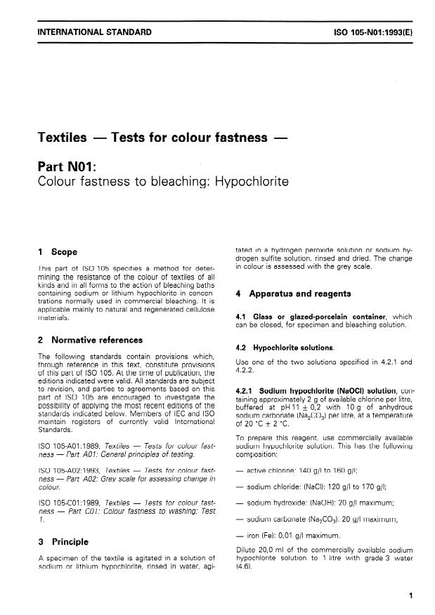 ISO 105-N01:1993 - Textiles -- Tests for colour fastness