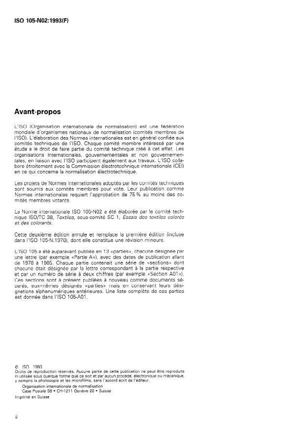 ISO 105-N02:1993 ISO 105-N02:1993 - Textiles — Essais de solidité des teintures — Partie N02: Solidité des teintures au blanchiment: Peroxyde
Released:9/30/1993 - Page 2 preview