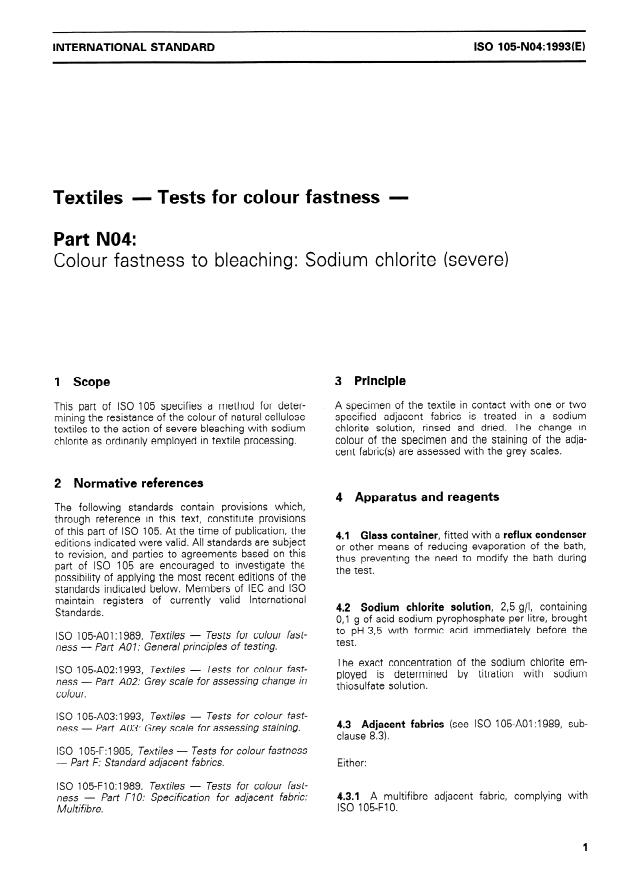 ISO 105-N04:1993 - Textiles -- Tests for colour fastness