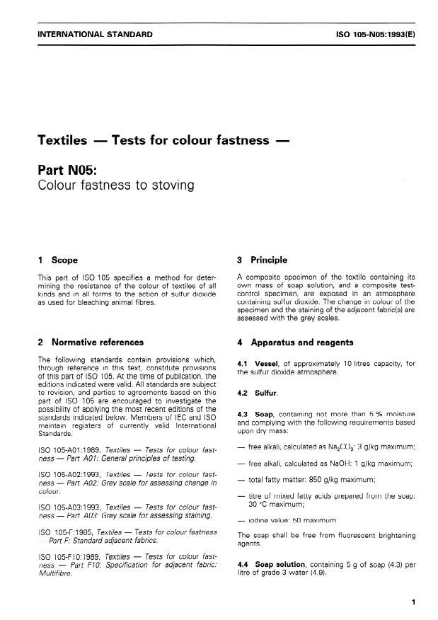 ISO 105-N05:1993 - Textiles -- Tests for colour fastness
