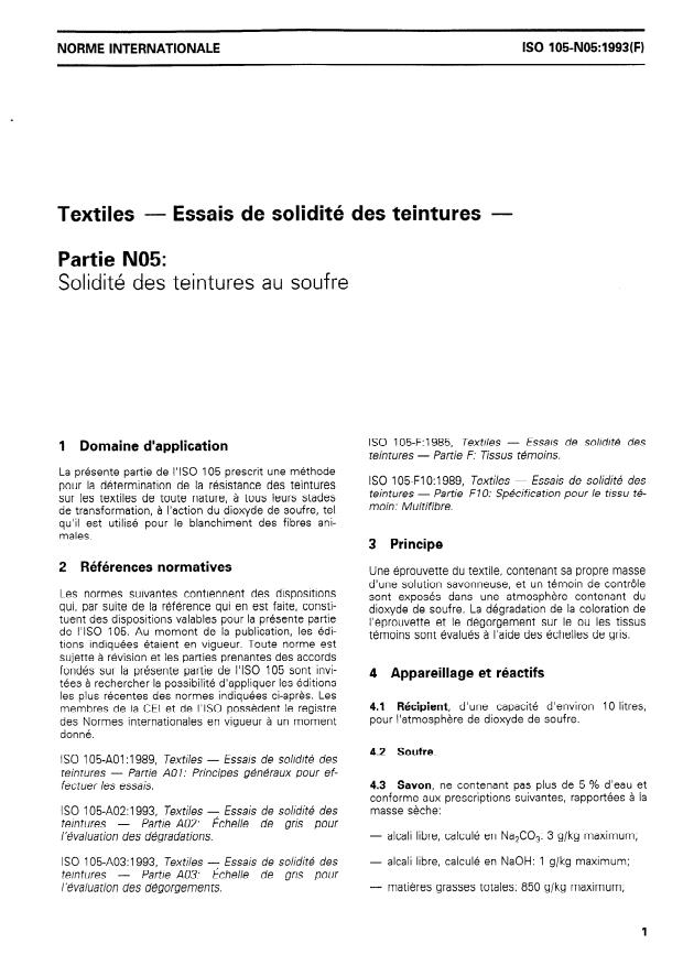 ISO 105-N05:1993 - Textiles -- Essais de solidité des teintures