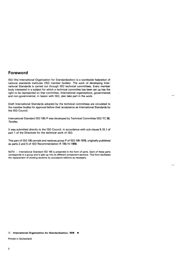ISO 105-P:1978 ISO 105-P:1978 - Textiles -- Tests for colour fastness - Page 2 preview