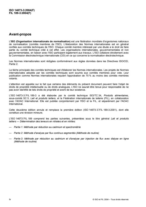 ISO 14673-3:2004 ISO 14673-3:2004 - Lait et produits laitiers -- Détermination des teneurs en nitrates et en nitrites - Page 4 preview