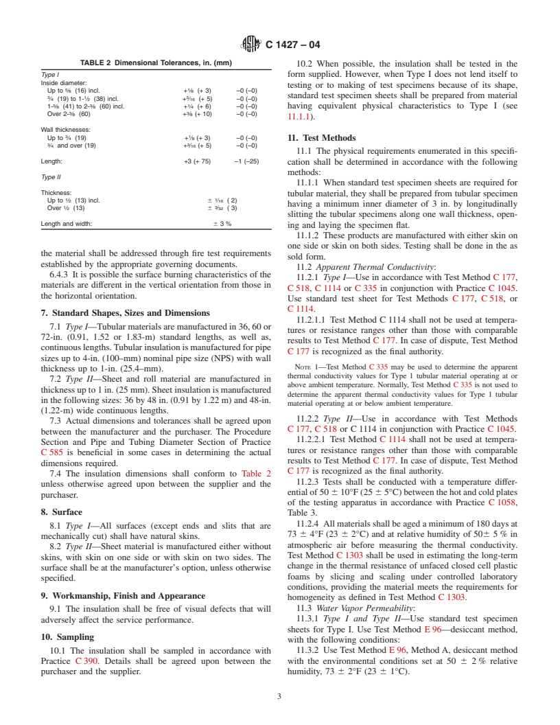 ASTM C1427-04 - Specification for Extruded Preformed Flexible Cellular Polyolefin Thermal Insulation in Sheet and Tubular Form