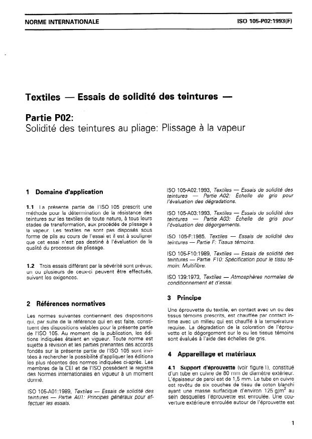 ISO 105-P02:1993 - Textiles -- Essais de solidité des teintures
