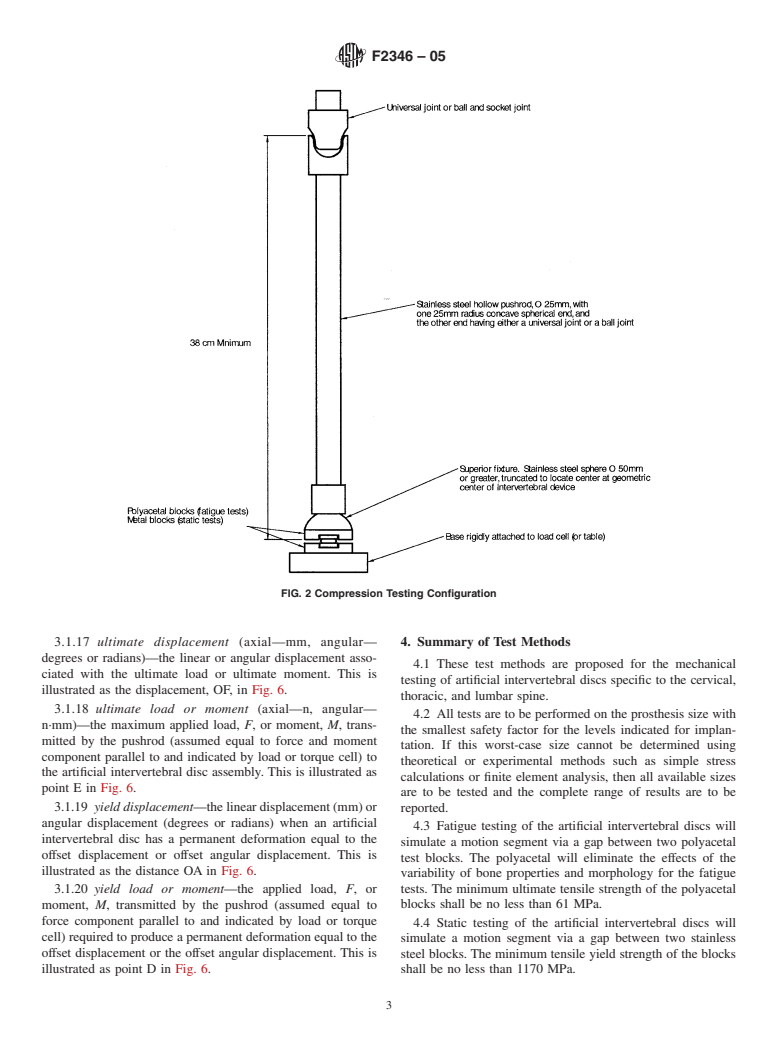 ASTM F2346-05 - Standard Test Methods for Static and Dynamic Characterization of Spinal Artificial Discs