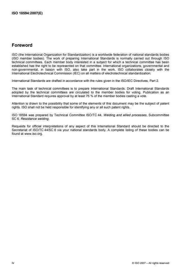 ISO 18594:2007 ISO 18594:2007 - Resistance spot-, projection- and seam-welding -- Method for determining the transition resistance on aluminium and steel material - Page 4 preview