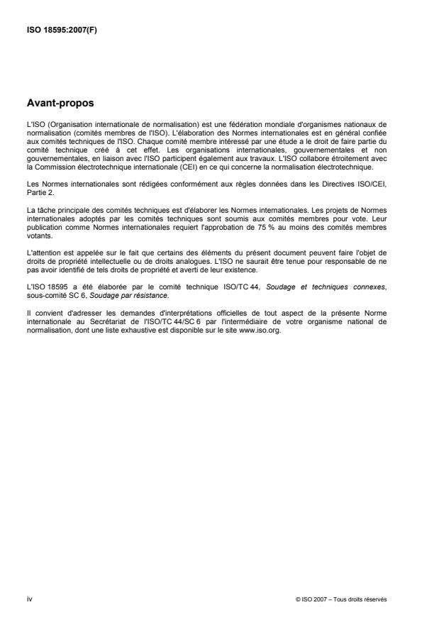 ISO 18595:2007 ISO 18595:2007 - Soudage par résistance -- Soudage par points de l'aluminium et des alliages d'aluminium -- Soudabilité, soudage et essais - Page 4 preview