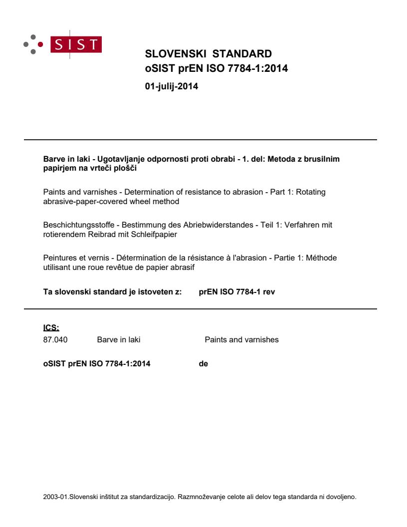 prEN ISO 7784-1:2014