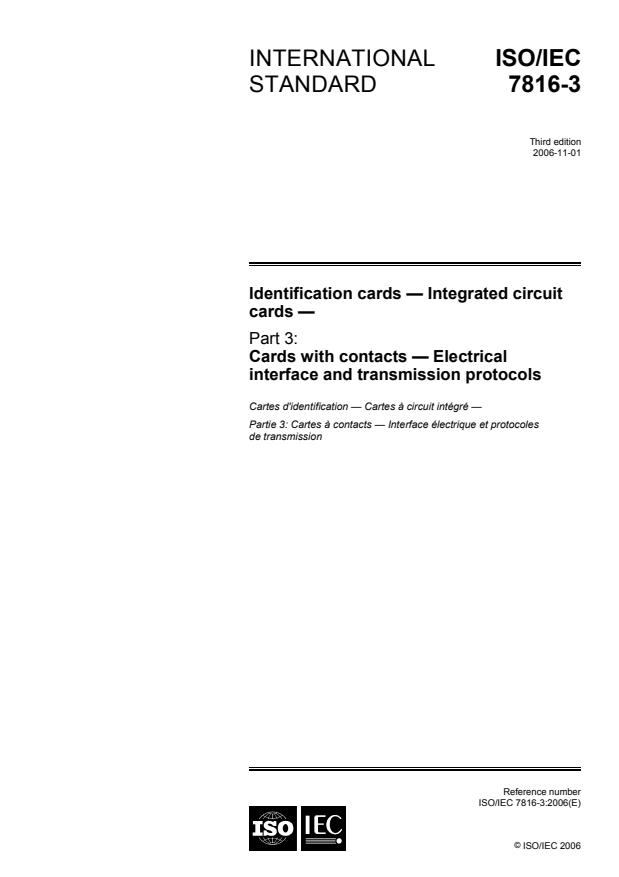 ISO/IEC 7816-3:2006 - Identification cards -- Integrated circuit cards