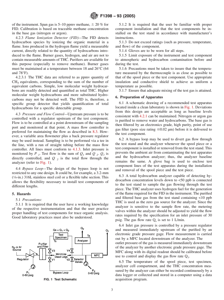 ASTM F1398-93(2005) - Standard Test Method for Determination of Total Hydrocarbon Contribution by Gas Distribution System Components