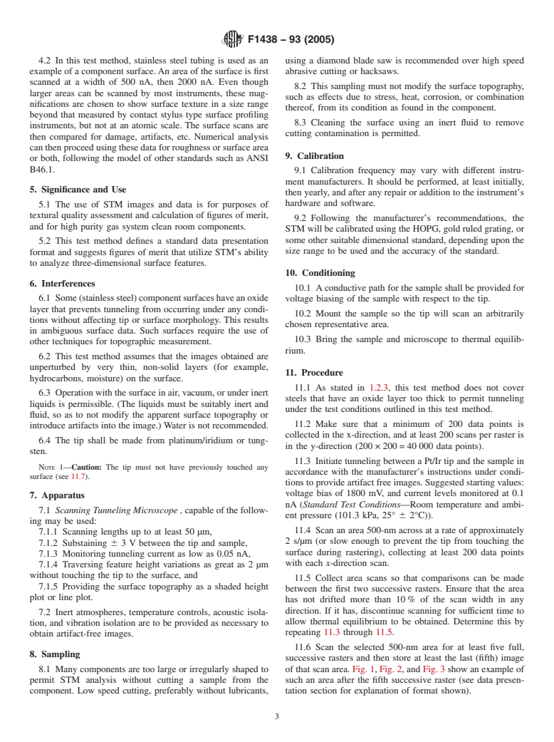 ASTM F1438-93(2005) - Standard Test Method for Determination of Surface Roughness by Scanning Tunneling Microscopy for Gas Distribution System Components