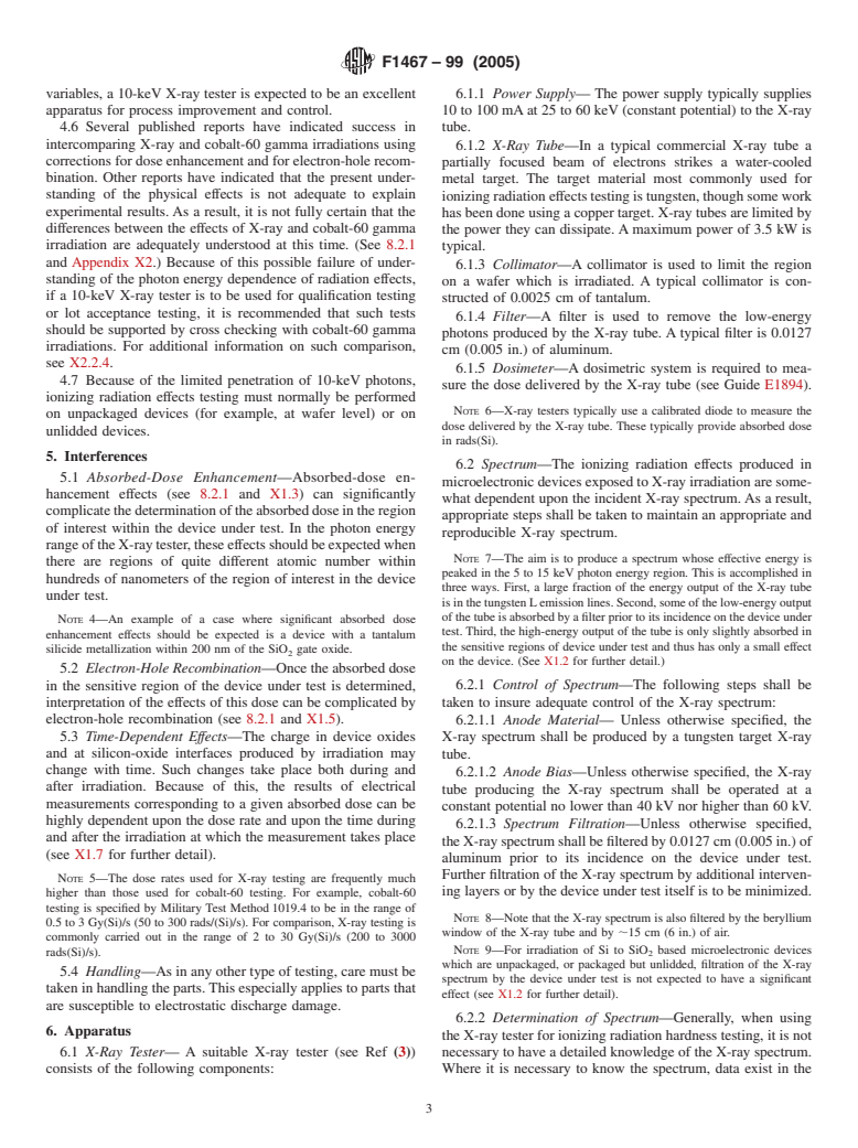 ASTM F1467-99(2005) - Standard Guide for Use of an X-Ray Tester ([approximate]10 keV Photons) in Ionizing Radiation Effects Testing of Semiconductor Devices and Microcircuits