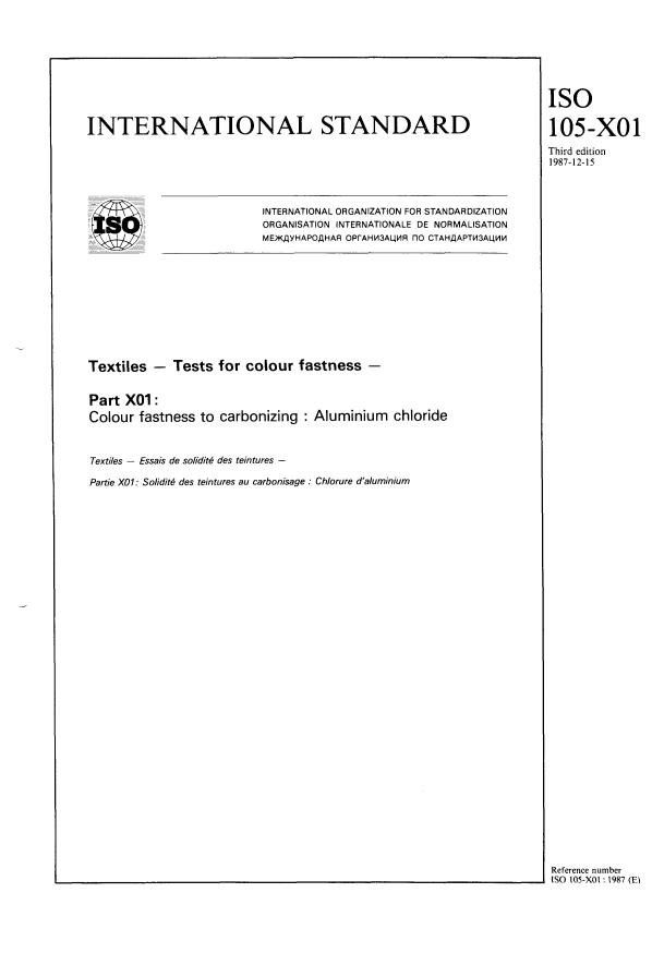 ISO 105-X01:1987 - Textiles -- Tests for colour fastness