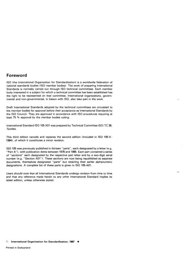 ISO 105-X01:1987 ISO 105-X01:1987 - Textiles -- Tests for colour fastness - Page 2 preview