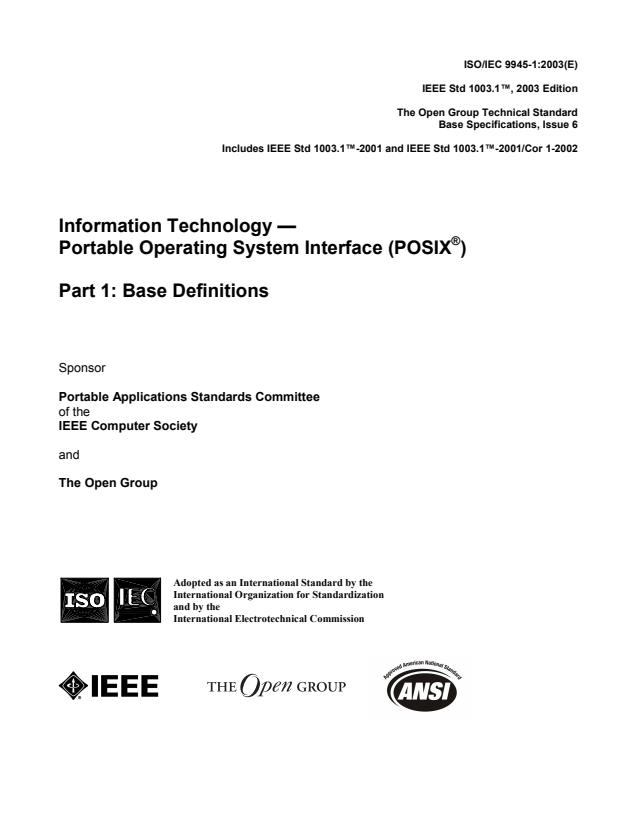 ISO/IEC 9945-1:2003 - Information technology -- Portable Operating System Interface (POSIX)