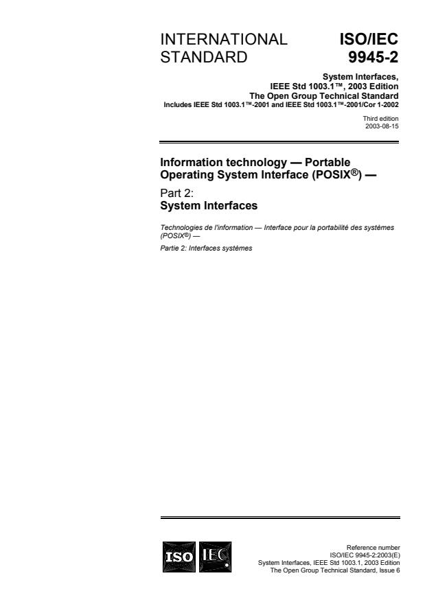 ISO/IEC 9945-2:2003 - Information technology -- Portable Operating System Interface (POSIX)