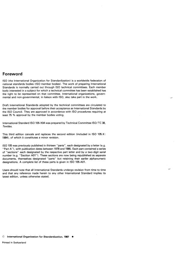 ISO 105-X04:1987 ISO 105-X04:1987 - Textiles -- Tests for colour fastness - Page 2 preview