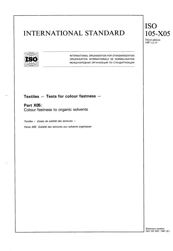 ISO 105-X05:1987 - Textiles -- Tests for colour fastness