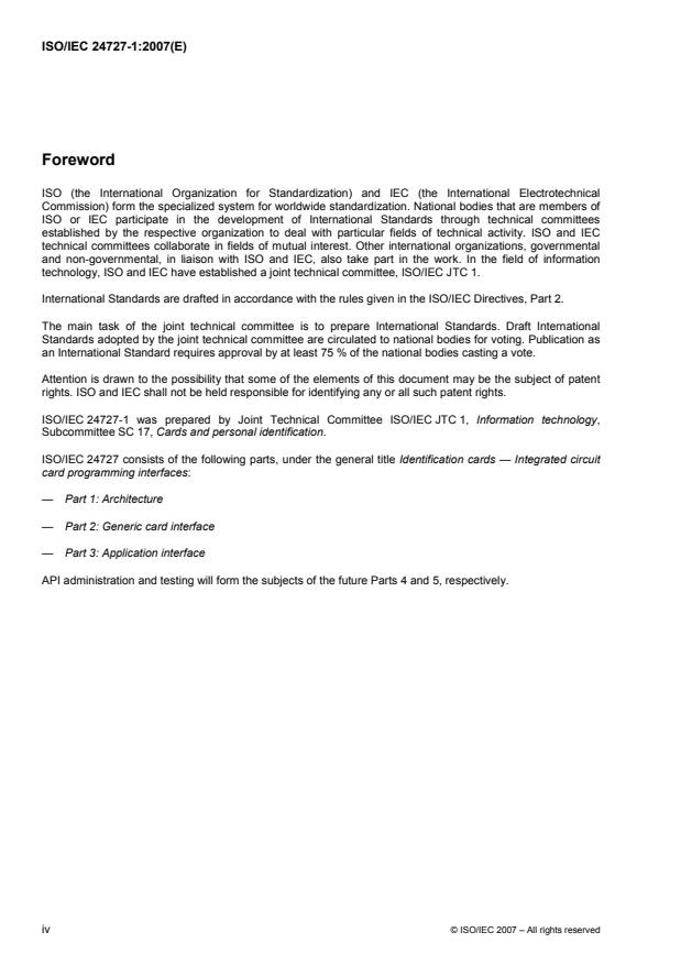 ISO/IEC 24727-1:2007 ISO/IEC 24727-1:2007 - Identification cards -- Integrated circuit card programming interfaces - Page 4 preview