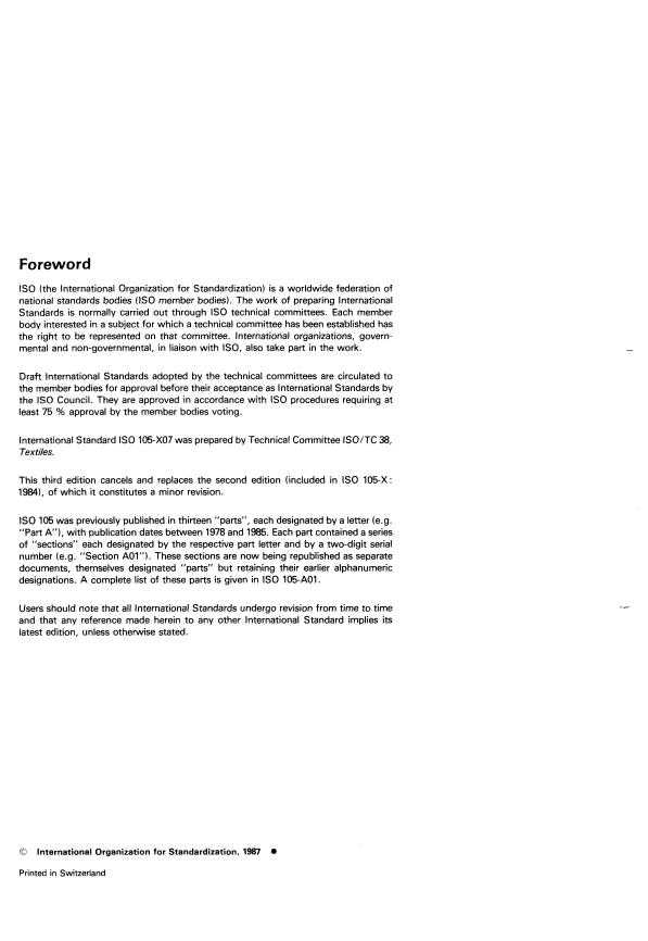 ISO 105-X07:1987 ISO 105-X07:1987 - Textiles -- Tests for colour fastness - Page 2 preview