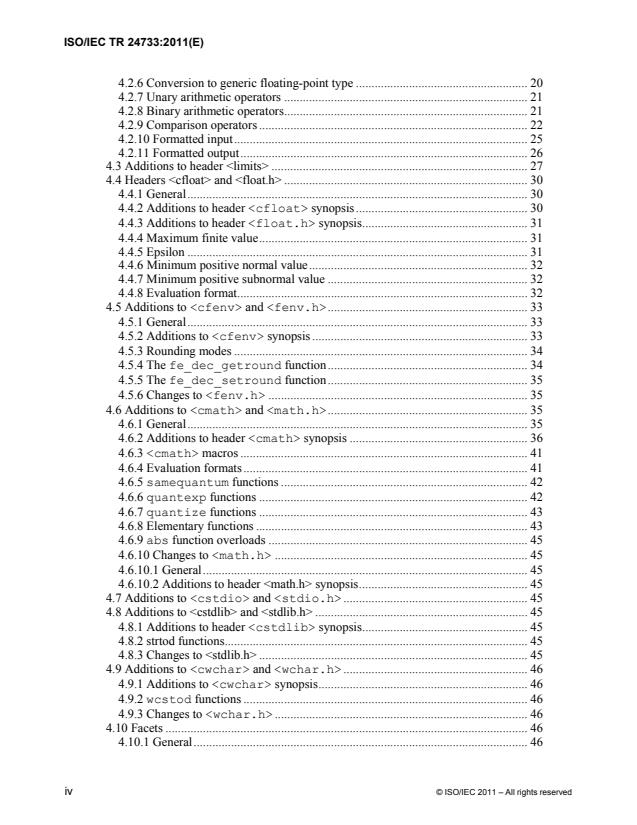 ISO/IEC TR 24733:2011 ISO/IEC TR 24733:2011 - Information technology -- Programming languages, their environments and system software interfaces -- Extensions for the programming language C++ to support decimal floating-point arithmetic - Page 4 preview