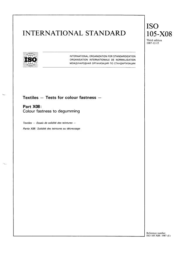 ISO 105-X08:1987 - Textiles -- Tests for colour fastness