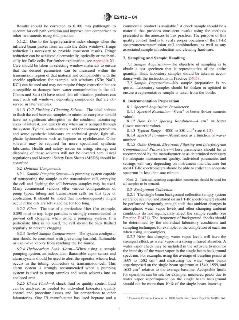 ASTM E2412-04 - Standard Practice for Condition Monitoring of Used Lubricants by Trend Analysis Using Fourier Transform Infrared (FT-IR) Spectrometry