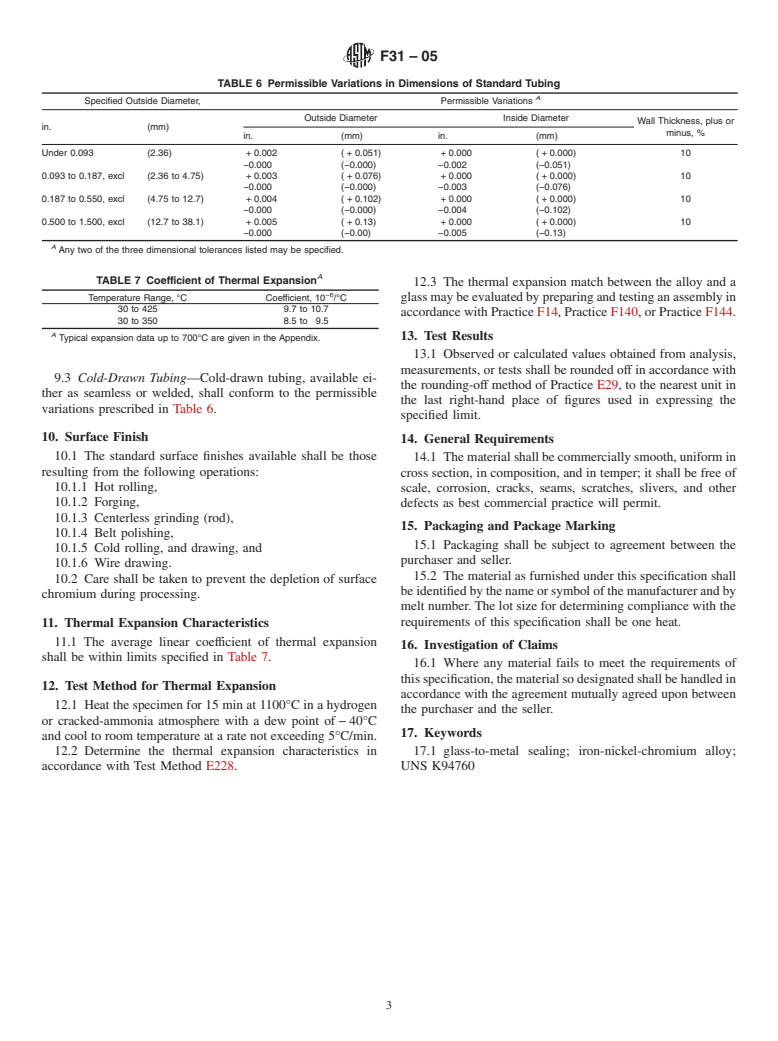 ASTM F31-05 - Standard Specification for 42% Nickel-6% Chromium-Iron Sealing Alloy