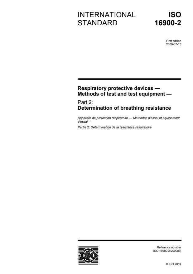ISO 16900-2:2009 - Respiratory protective devices -- Methods of test and test equipment