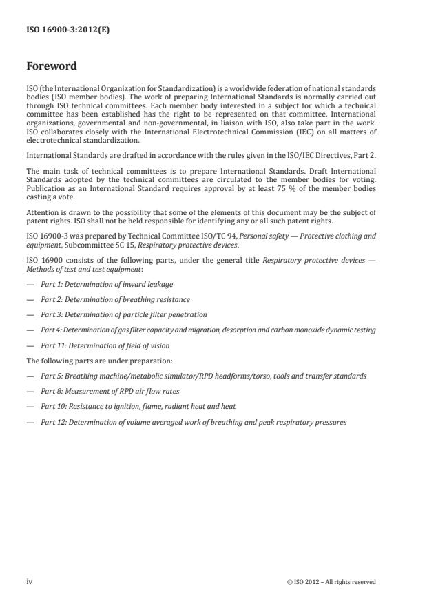 ISO 16900-3:2012 ISO 16900-3:2012 - Respiratory protective devices -- Methods of test and test equipment - Page 4 preview