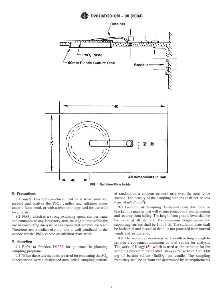 ASTM D2010/D2010M-98(2004) - Standard Test Methods for Evaluation of Total Sulfation Activity in the Atmosphere by the Lead Dioxide Technique