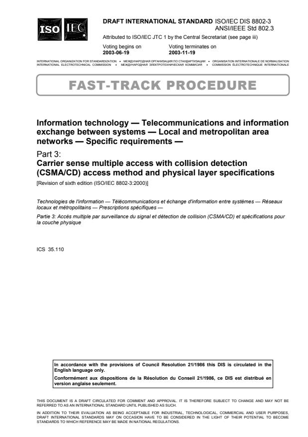 ISO/IEC DIS 8802-3