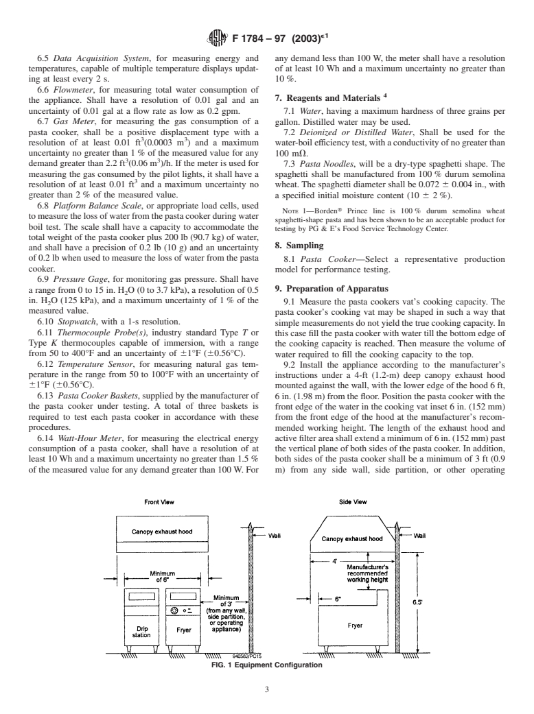 ASTM F1784-97(2003)e1 - Standard Test Method for Performance of a Pasta Cooker